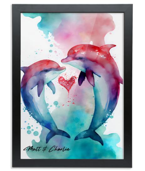 Couples Framed Print (A2 size) - Dolphins
