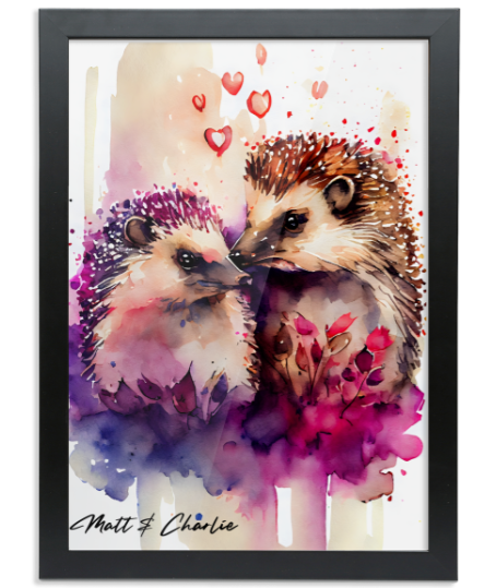 Couples Framed Print (A2 size) - Hedgehogs