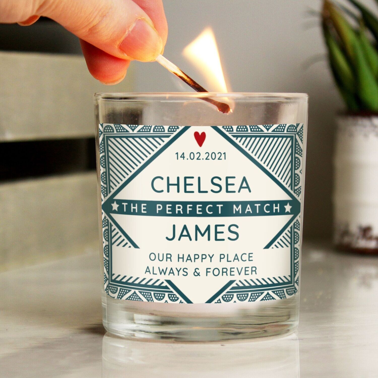 Personalised The Perfect Match Jar Candle