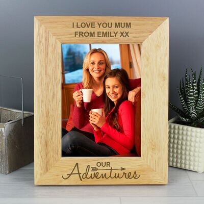 Personalised Our Adventures 5x7 Wooden Photo Frame