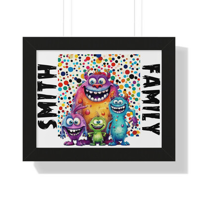 Monster Family Framed Print - A4 Print