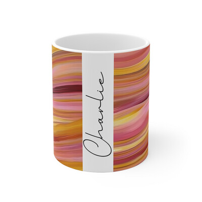 Pink Gold Abstract Stripes (3) - Personalised Mug 11oz