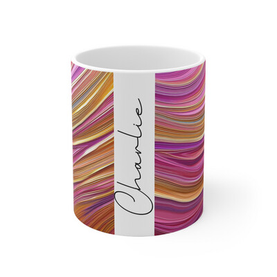 Pink Gold Abstract Stripes (5) - Personalised Mug 11oz