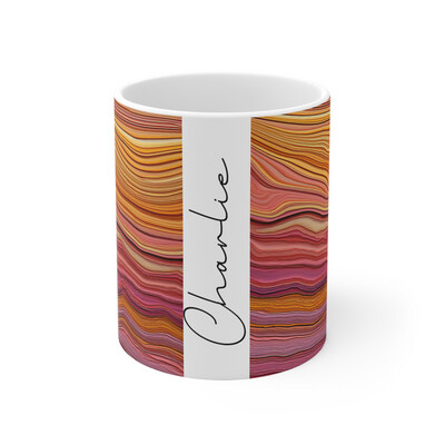 Pink Gold Abstract Stripes (6) - Personalised Mug 11oz