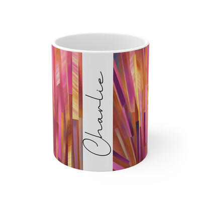 Pink Gold Abstract Stripes (7) - Personalised Mug 11oz