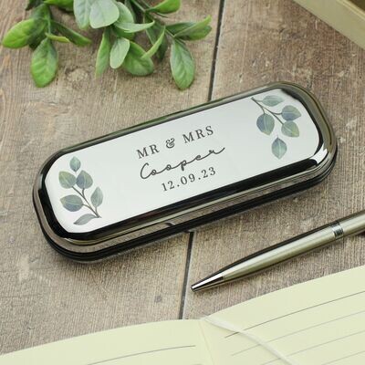 Personalised Botanical Pen and Box Set