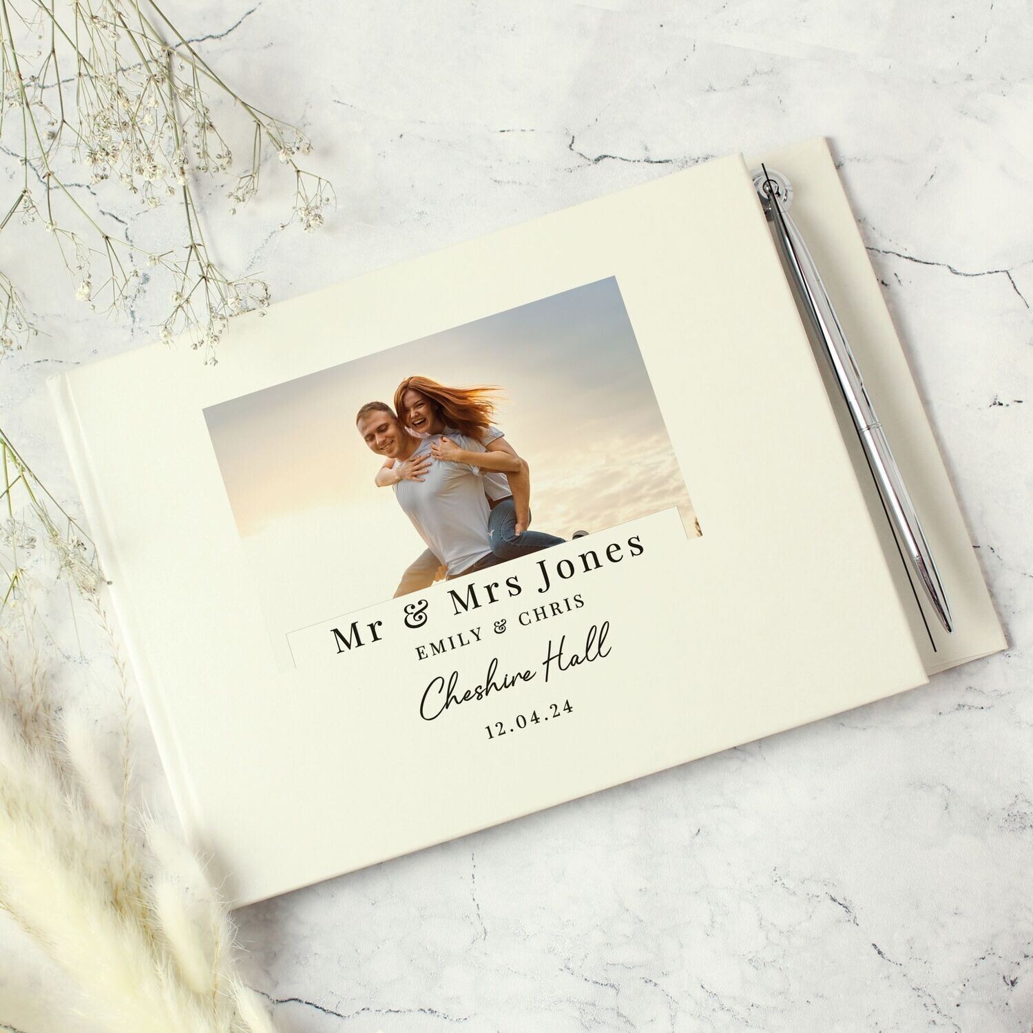 Personalised Photo Upload Hardback Guest Book & Pen