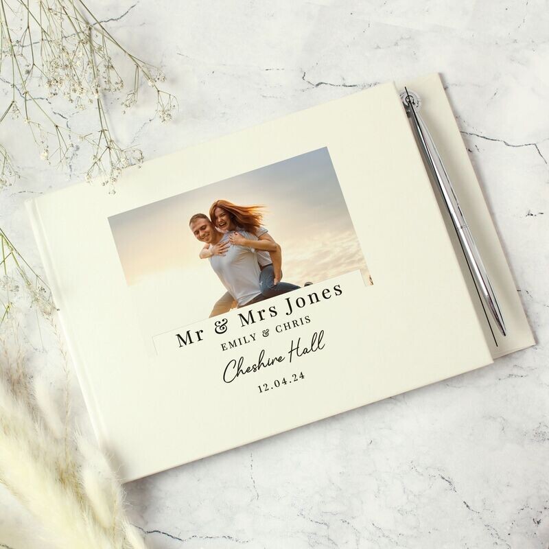 Personalised Photo Upload Hardback Guest Book & Pen
