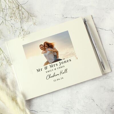 Personalised Photo Upload Hardback Guest Book & Pen