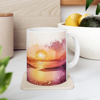 Watercolor Beach Sunsets - Mug 11oz