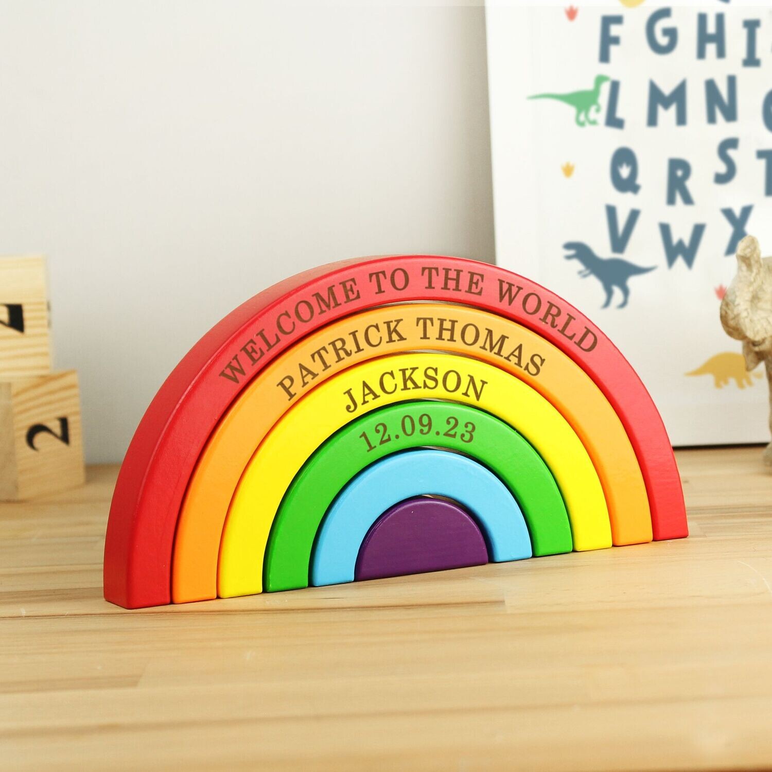 Personalised Wooden Rainbow Stacker