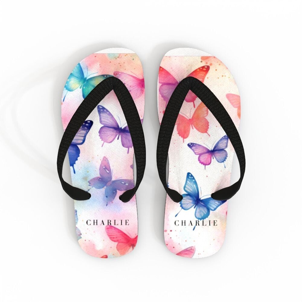 Pastel Butterfly Flip Flops