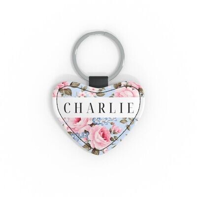 Shabby Chic Flowers faux leather keyring