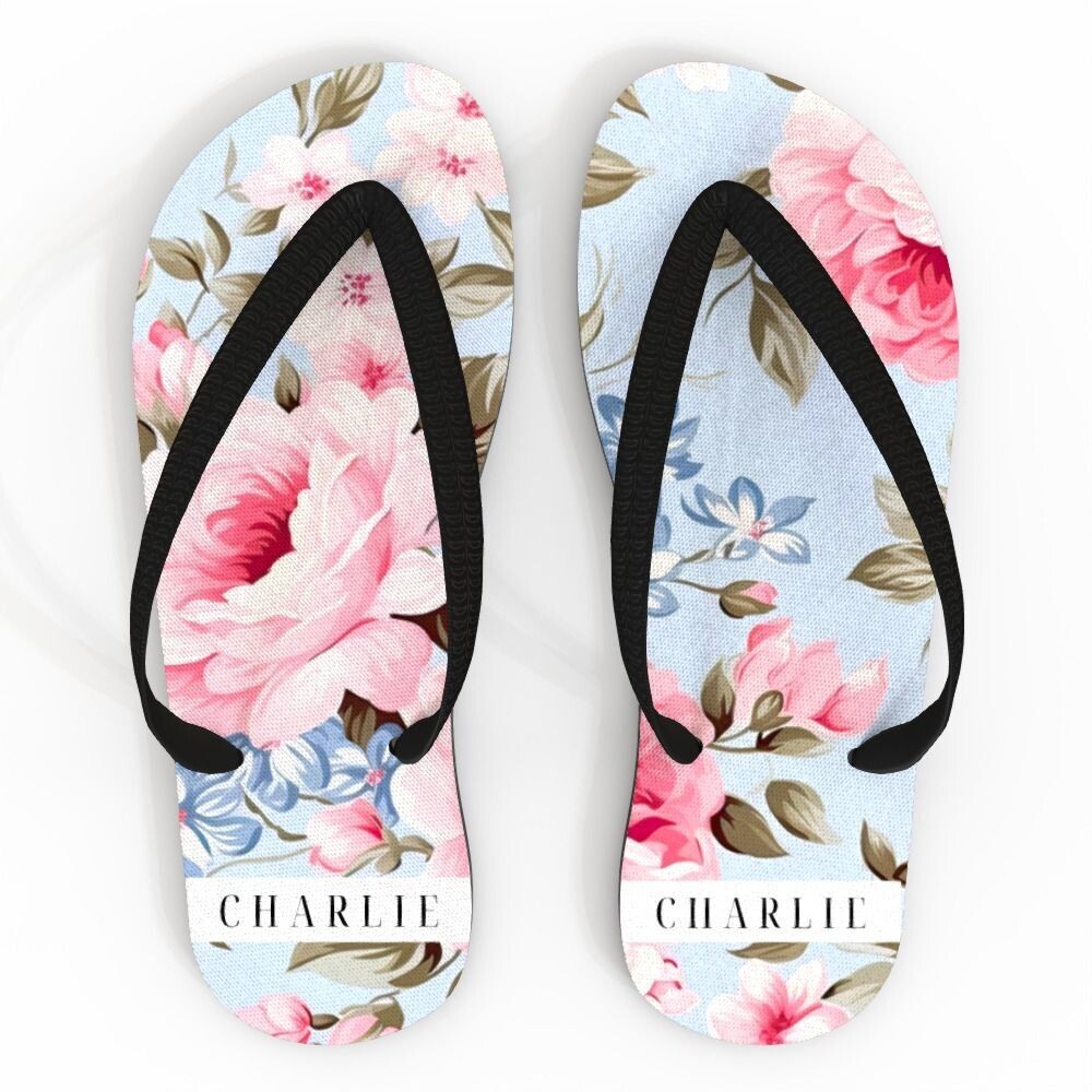 Shabby Chic Flowers flip flops
