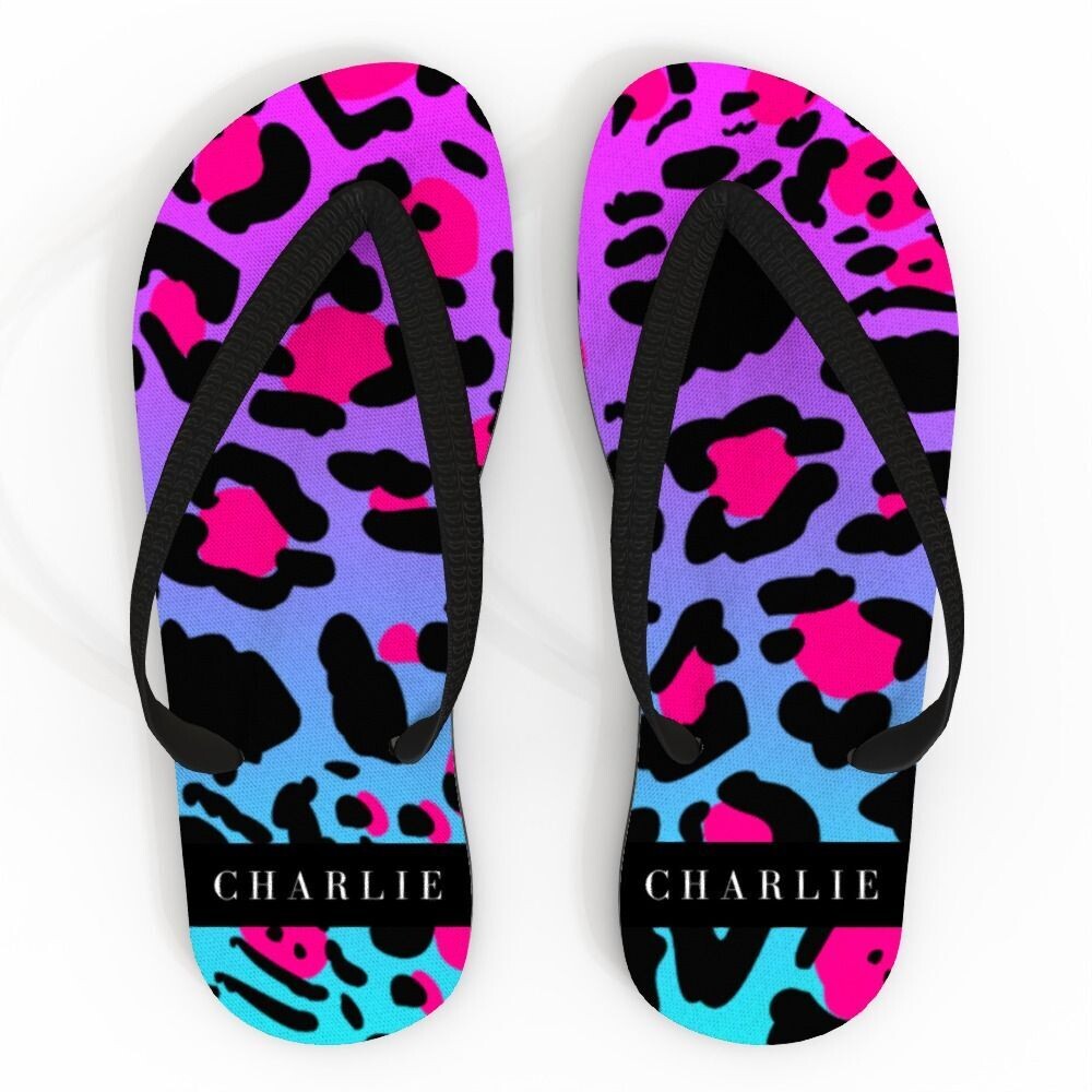 Wild Rainbow Leopard - Personalised Flip Flops