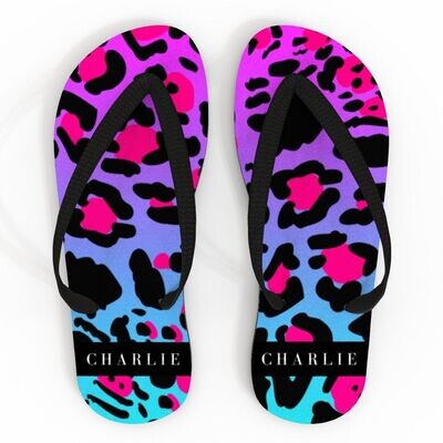 Wild Rainbow Leopard - Personalised Flip Flops