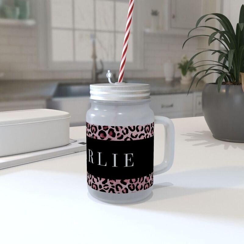Glamorous Growl Collection- Personalised Glass mason jar
