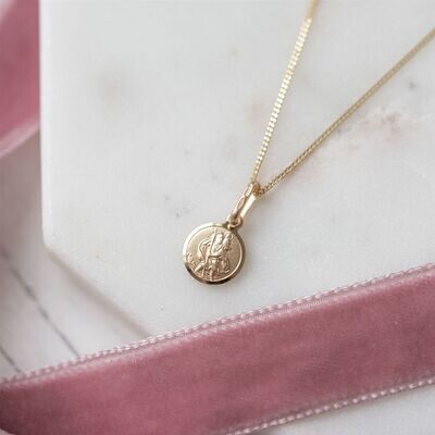 9ct Gold Tiny St Christopher Necklace