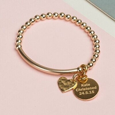 Personalised Gold Pendant Lobster Clasp Baby Bracelet