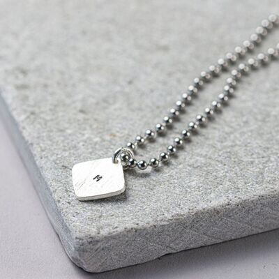 Hand Stamped Square Tag on Dog Tag Chain