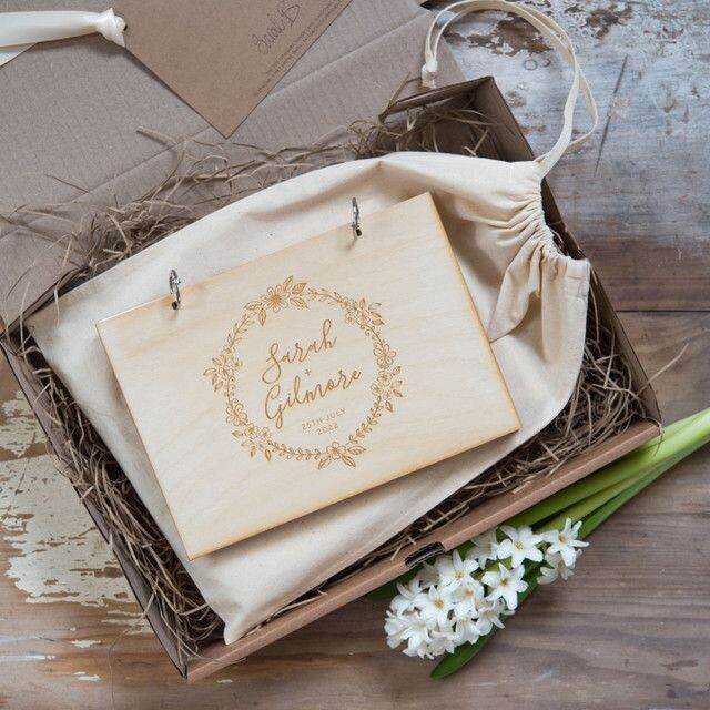 Wooden Floral Wedding Guest Book