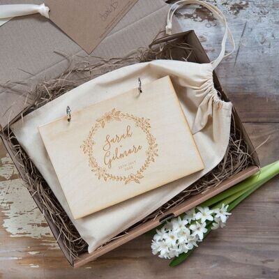 Wooden Floral Wedding Guest Book
