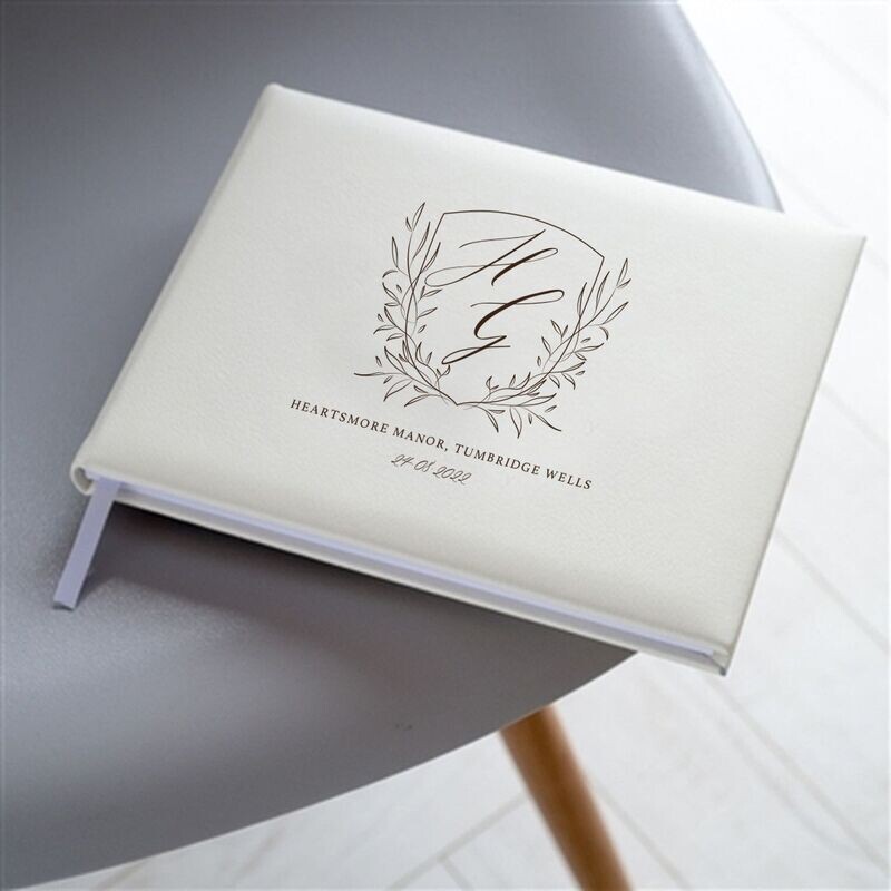 Personalised Crest Leather Guest Book