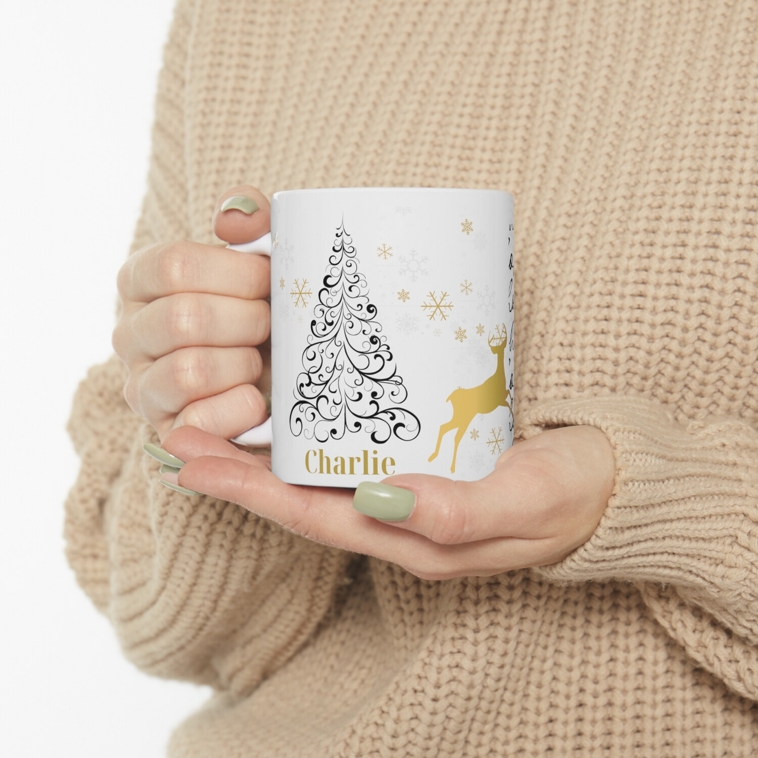 Personalised Simple Black Christmas - Mug 11oz