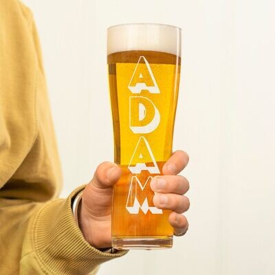 Personalised Shadowed Font Pint Glass