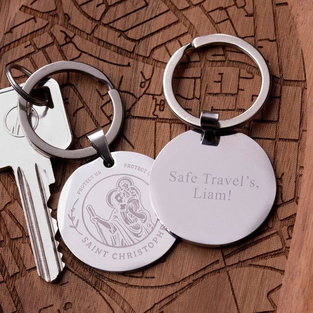 Steel St Christopher Keyring