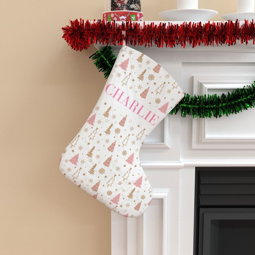 Christmas Stockings - Pink Christmas trees