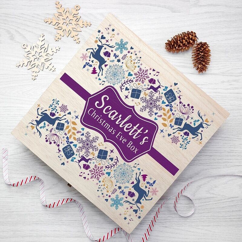 Personalised Traditional Christmas Eve Box - Red & Green or Blue & Purple