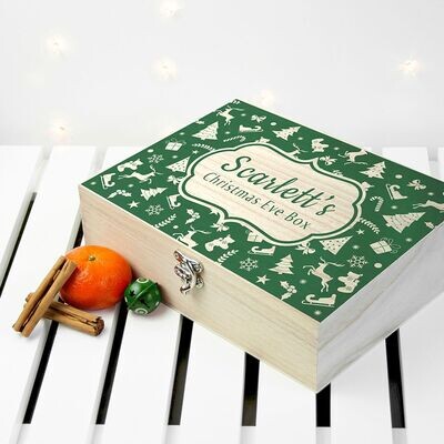 Personalised Christmas Eve Box With Festive Pattern