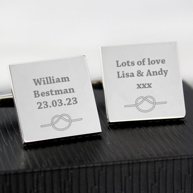 Personalised Tie the Knot Square Cufflinks
