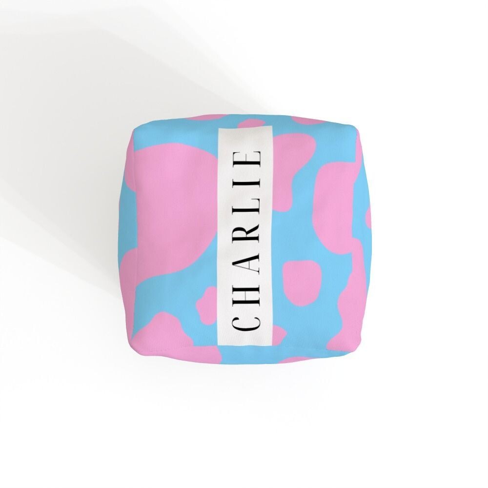 Personalised Name  - Bean Bag Cube - Indoor Cube With Fill - 220gsm Polyester Fabric