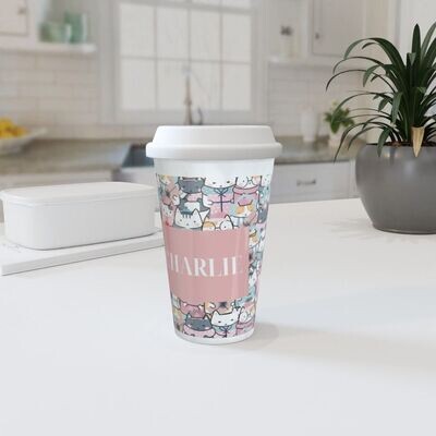 Personalised Cute Cats - Travel Mug