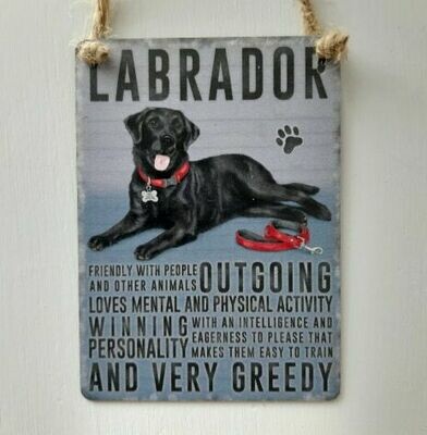 Black Labrador Mini Metal Dog Sign