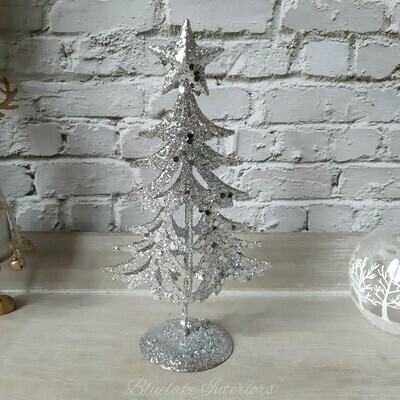 Small Sparkly Silver Freestanding Christmas Tree