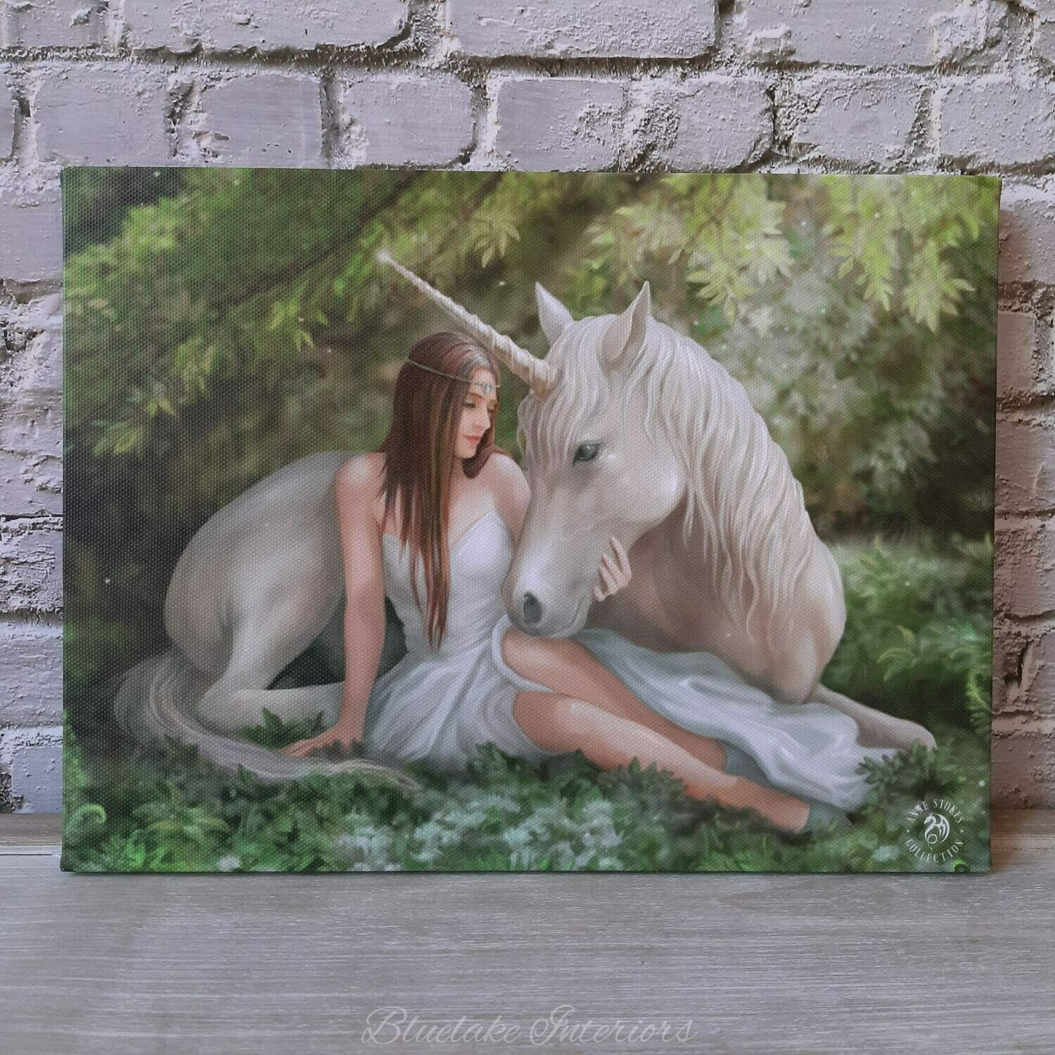 Mythical Unicorn Pure Heart Canvas Picture By Anne Stokes
