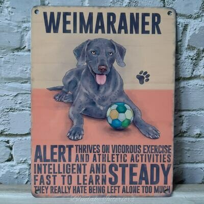 Weimaraner Gun Dog Metal Wall Sign