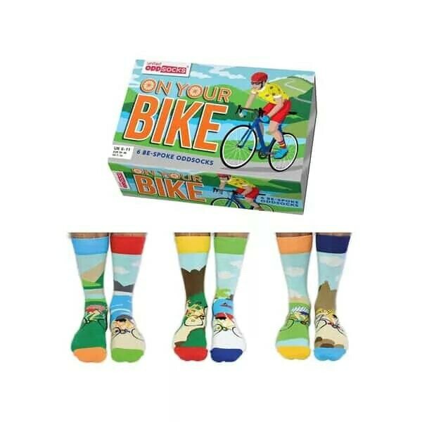 Mens United Oddsocks On Your Bike 6 Be-Spoke Bikers Odd Socks Gift Boxed