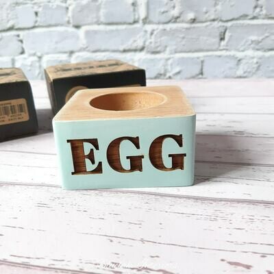 Loft  Blue & Natural Wood Single Egg Cup