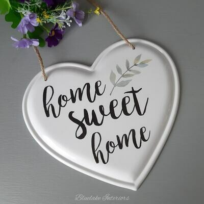 Home Sweet Home White Metal Hanging Heart