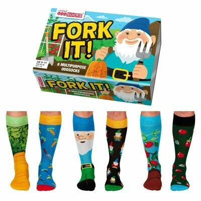 Mens United Oddsocks Fork It 6 Garden Gnome Multicoloured Odd Socks Gift Box