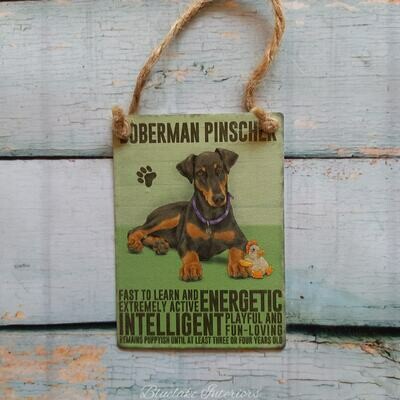 Doberman Pinscher Mini Metal Hanging Dog Sign Pet Lovers Wall Decoration