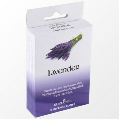 2 x Elements Box Of 15 Lavender Incense Cones With Small Metal Cone Holder