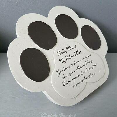 Pet Memorial Remembrance Stone Effect Paw Sadly Missed Beloved Cat
