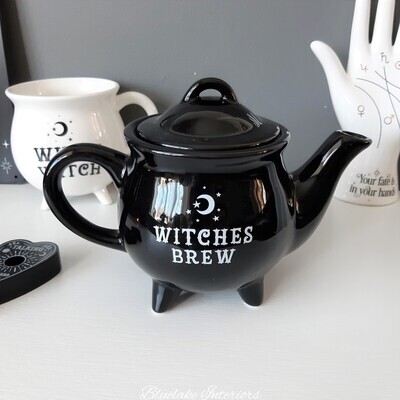 Witches Brew Black Ceramic Gift Boxed Cauldron Teapot