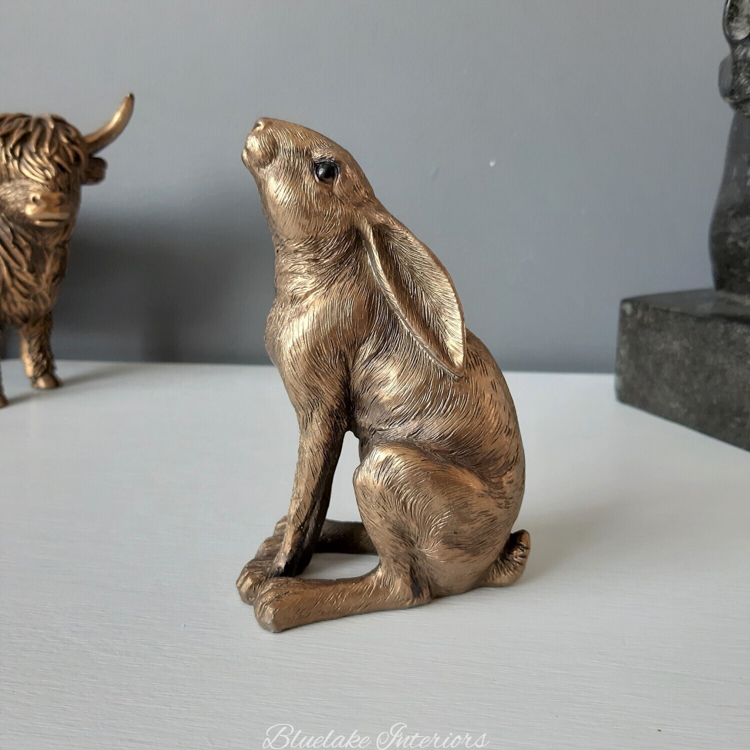 Reflections Bronze Moon Gazing Hare Ornament Gift Boxed Figurine Small