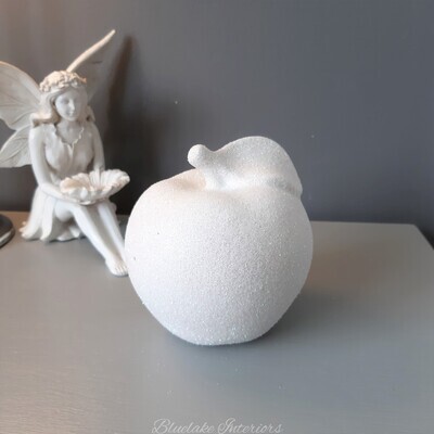 White Lustre Glittery Apple Ornament